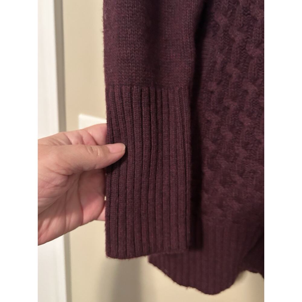 CAMBRIDGE Dry Goods Burgundy Full Zip Cable Knit Hooded Sweater Size M - Picture 5 of 9
